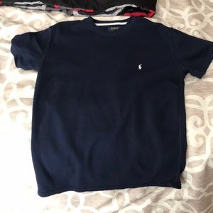 Navy short sleeve thermal polo shirt